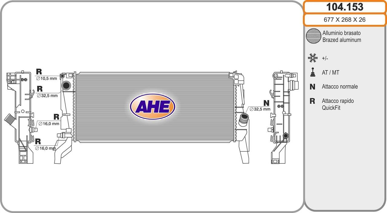 AHE 104.153 Radiator, engine cooling 104153