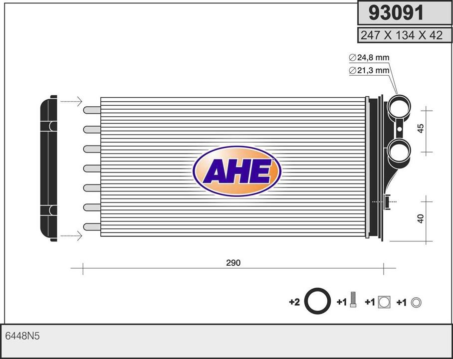 AHE 93091 Heat exchanger, interior heating 93091