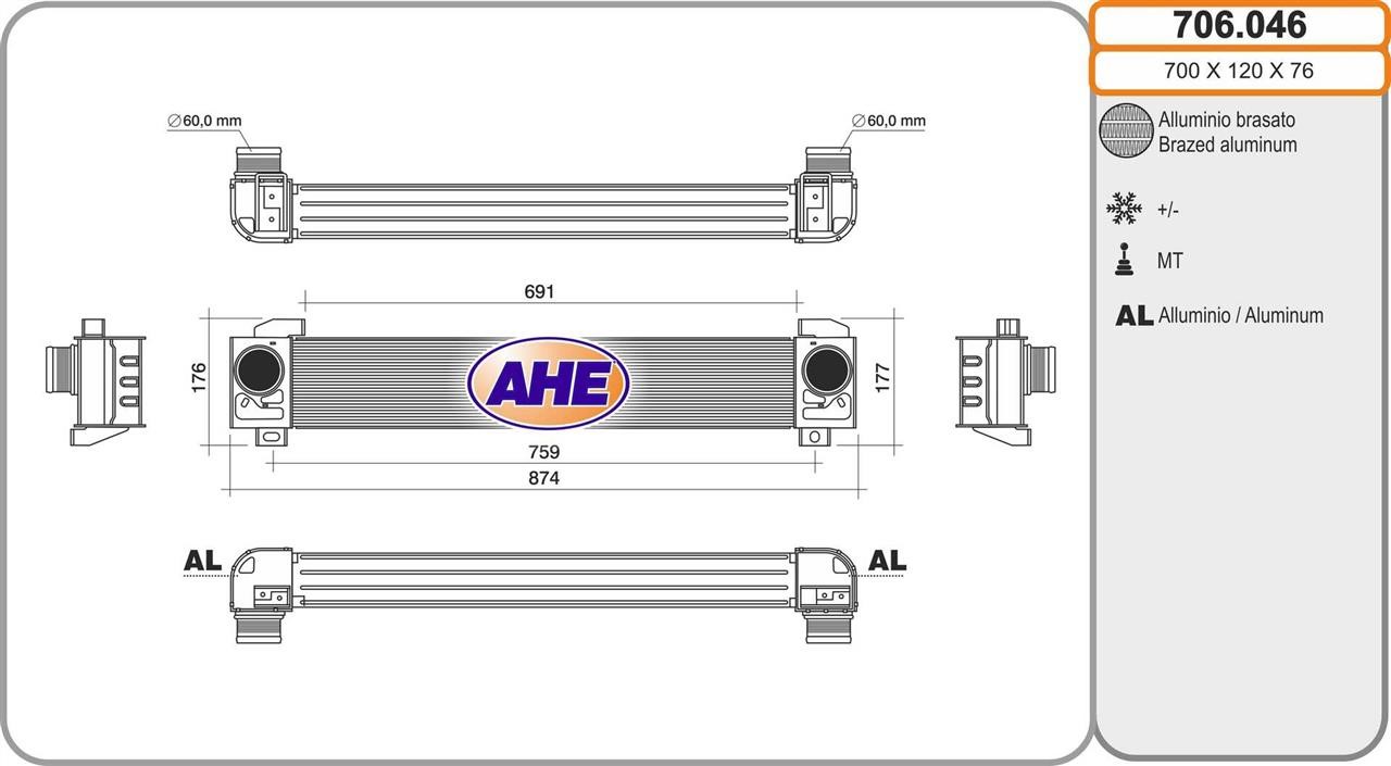 AHE 706.046 Intercooler, charger 706046