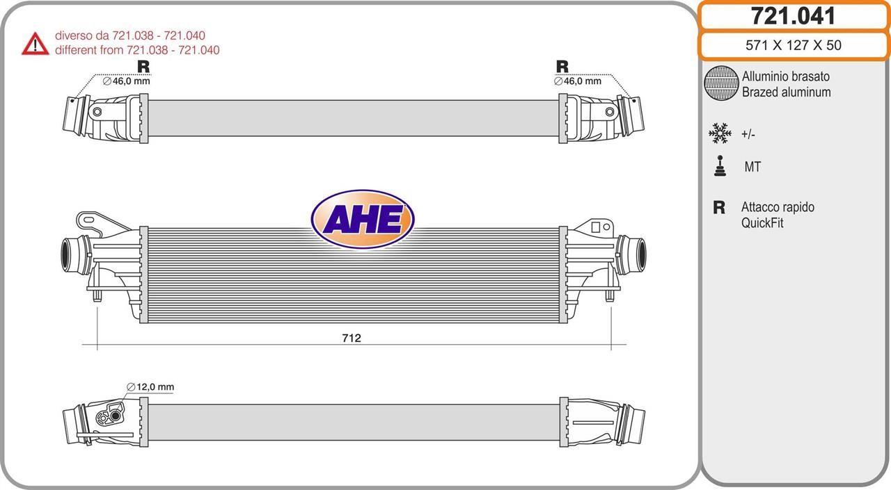 AHE 721.041 Intercooler, charger 721041