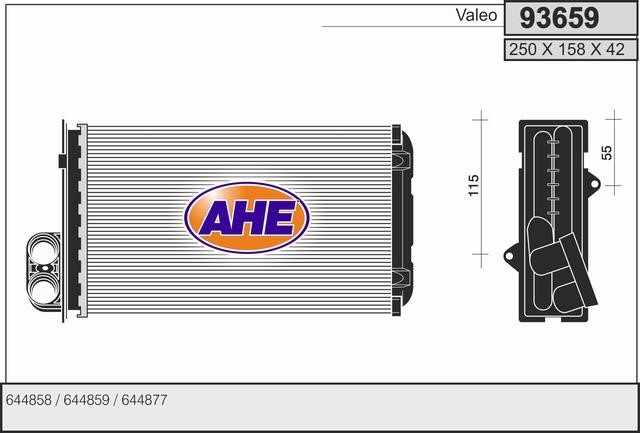 AHE 93659 Heat exchanger, interior heating 93659