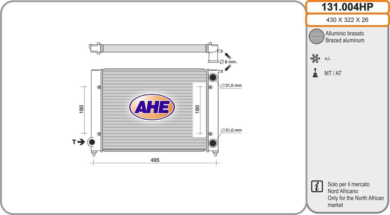 AHE 131.004HP Radiator, engine cooling 131004HP