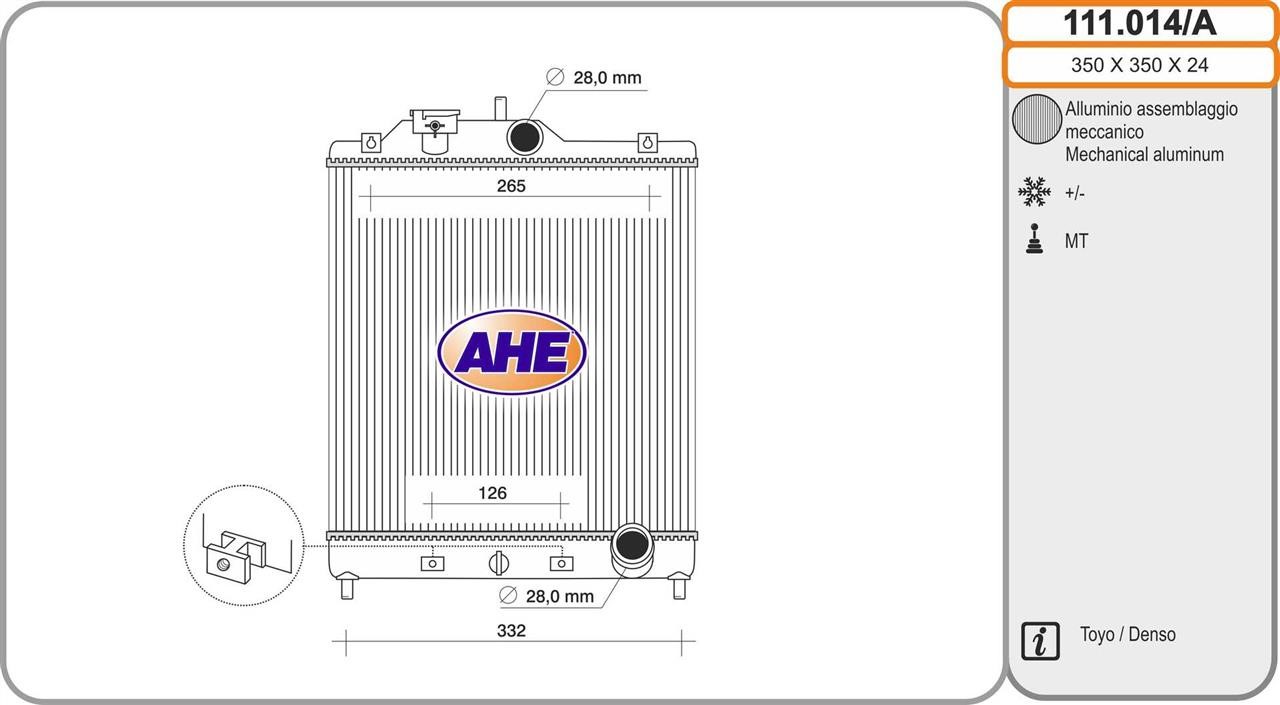 AHE 111.014/A Radiator, engine cooling 111014A