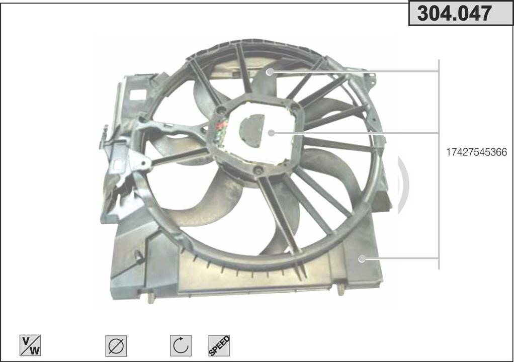 AHE 304.047 Hub, engine cooling fan wheel 304047