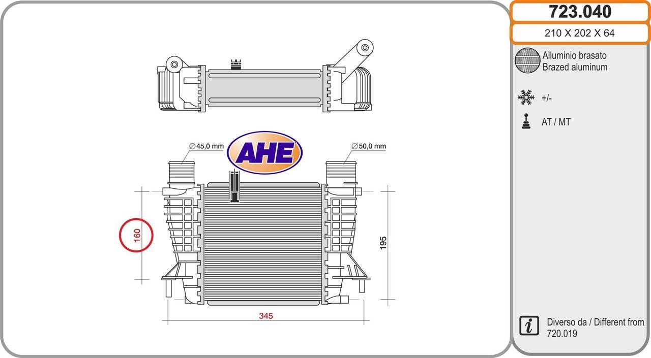 AHE 723.040 Intercooler, charger 723040