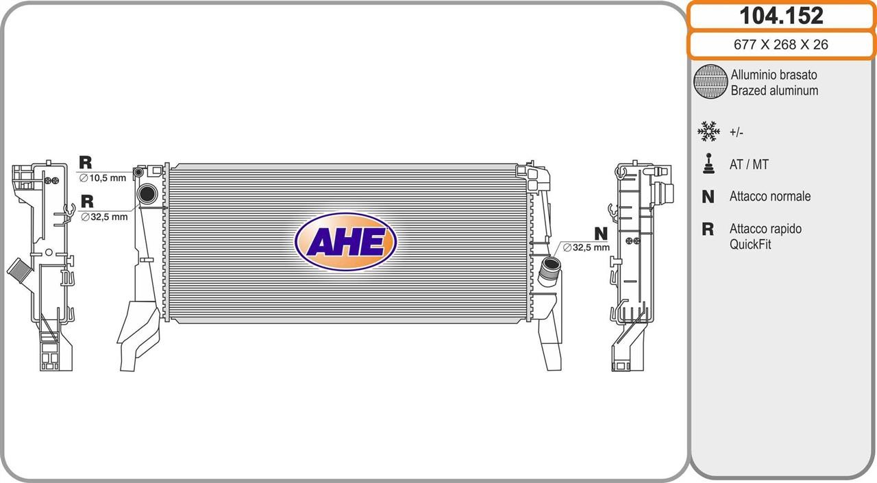 AHE 104.152 Radiator, engine cooling 104152