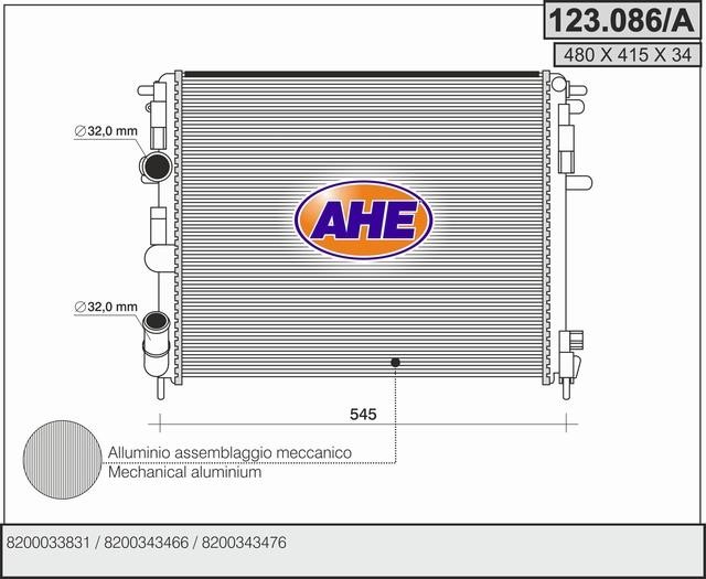 AHE 123.086/A Radiator, engine cooling 123086A