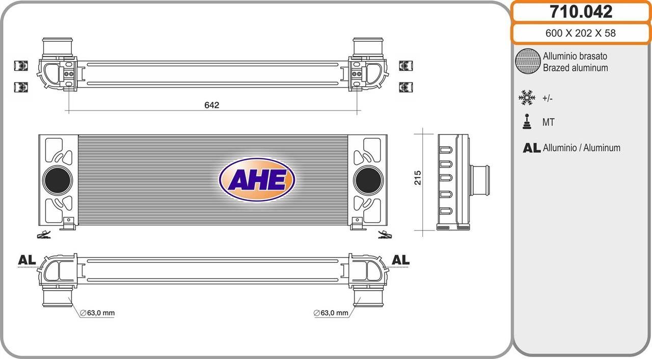 AHE 710.042 Intercooler, charger 710042