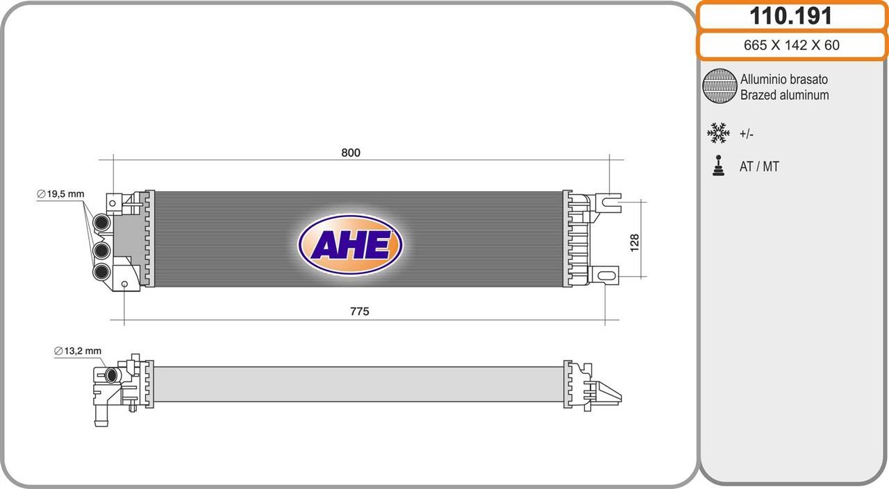 AHE 110.191 Radiator, engine cooling 110191