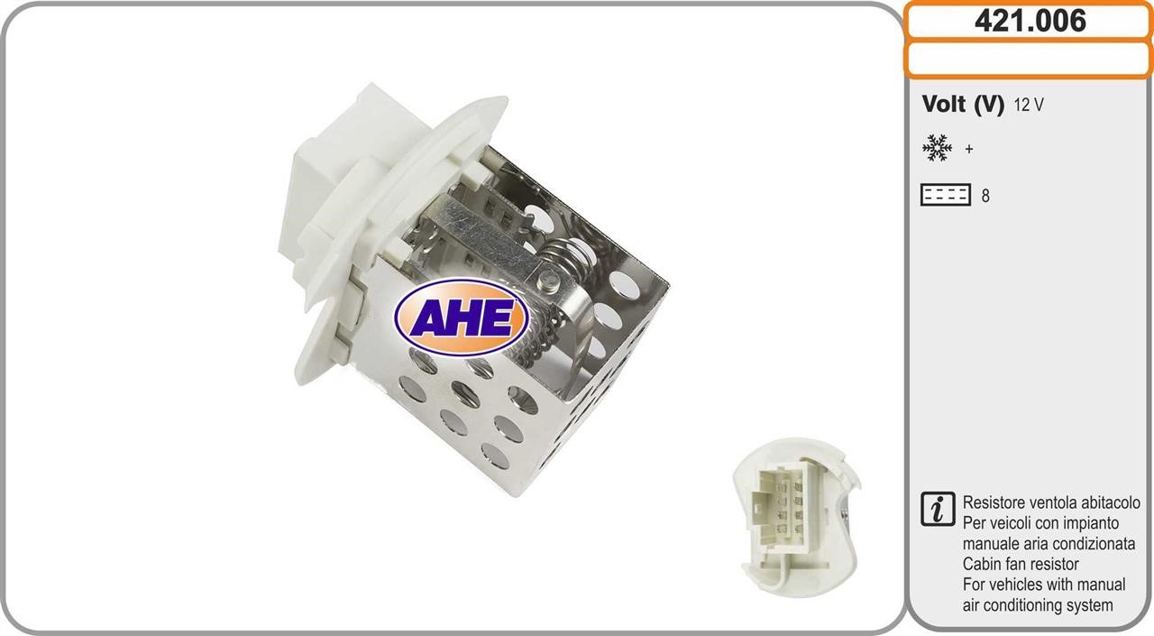 AHE 421.006 Pre-resistor, electro motor radiator fan 421006