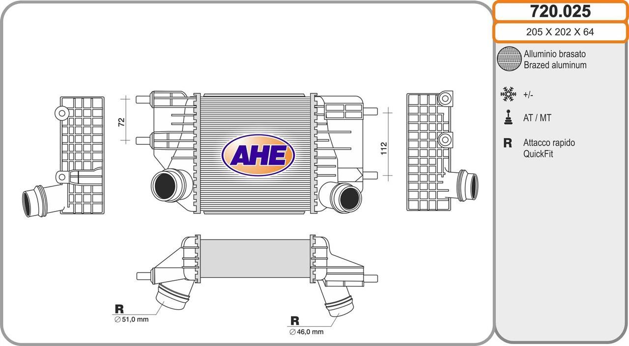 AHE 720.025 Intercooler, charger 720025