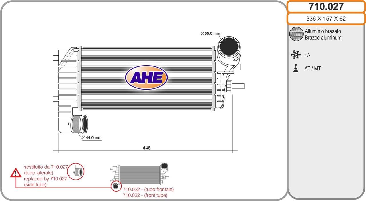 AHE 710027 Intercooler, charger 710027