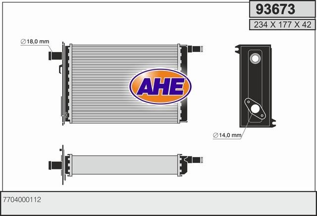 AHE 93673 Heat exchanger, interior heating 93673