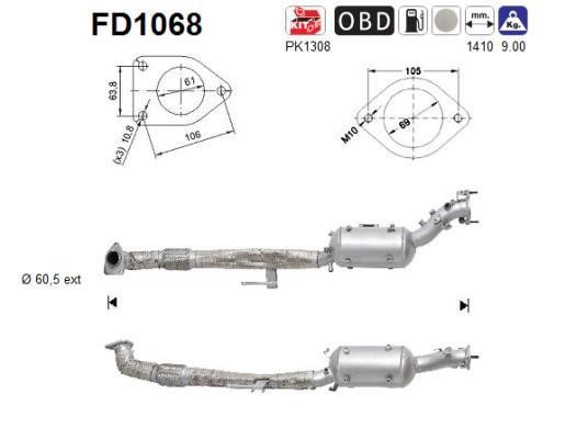 As FD1068 Soot/Particulate Filter, exhaust system FD1068