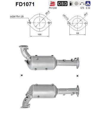 As FD1071 Soot/Particulate Filter, exhaust system FD1071