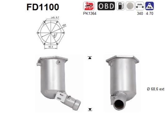 As FD1100 Soot/Particulate Filter, exhaust system FD1100