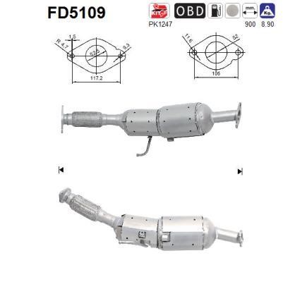 As FD5109 Soot/Particulate Filter, exhaust system FD5109