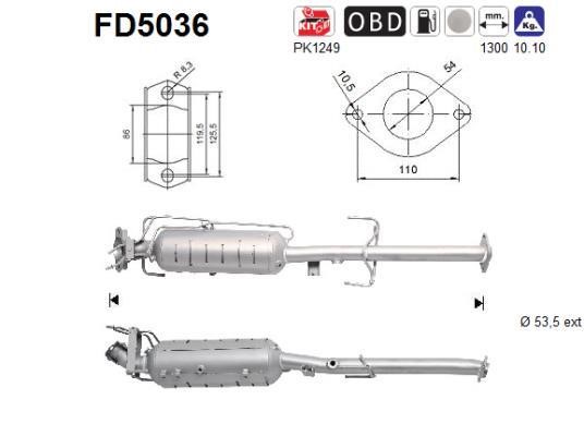 As FD5036 Soot/Particulate Filter, exhaust system FD5036