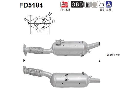 As FD5184 Soot/Particulate Filter, exhaust system FD5184