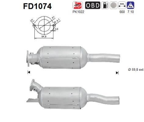 As FD1074 Soot/Particulate Filter, exhaust system FD1074