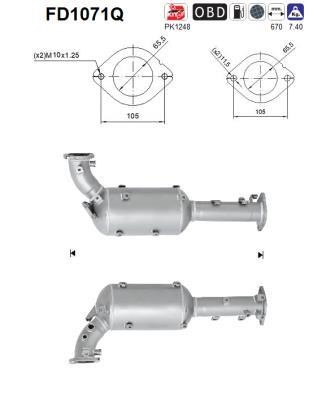 As FD1071Q Soot/Particulate Filter, exhaust system FD1071Q