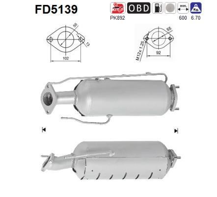 As FD5139 Soot/Particulate Filter, exhaust system FD5139