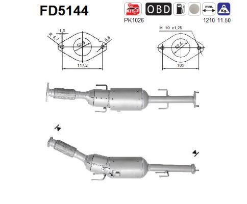 As FD5144 Soot/Particulate Filter, exhaust system FD5144