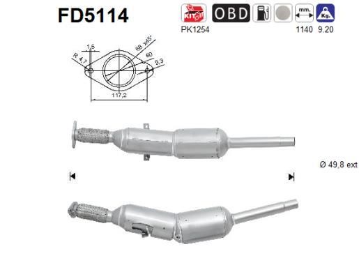 As FD5114 Soot/Particulate Filter, exhaust system FD5114