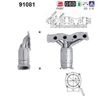 Catalytic exhaust system Fiat Sedici: 91081 As Catalytic Converter