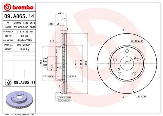 AP (Brembo) 25196 V Brake disc 25196V