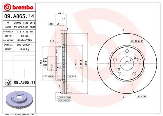 AP (Brembo) 25196 E Brake disc 25196E