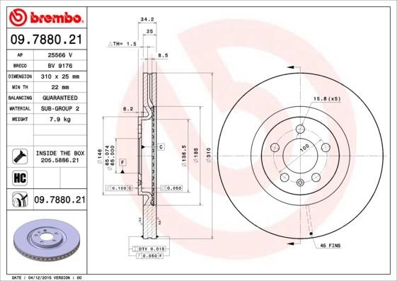 AP (Brembo) 25566V Brake disc 25566V