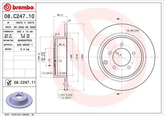 AP (Brembo) 15070V Brake disc 15070V