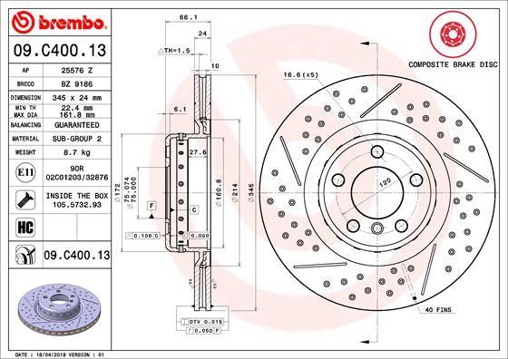 AP (Brembo) 25576Z Brake disc 25576Z