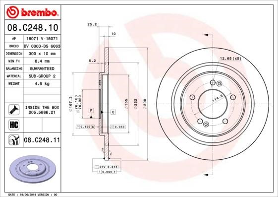 AP (Brembo) 15071V Brake disc 15071V