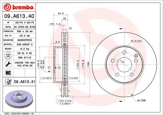 AP (Brembo) 25175 V Brake disc 25175V