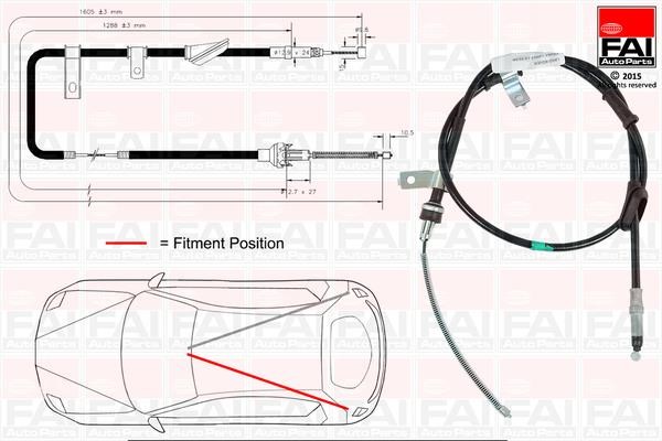 FAI FBC0100 Cable Pull, parking brake FBC0100