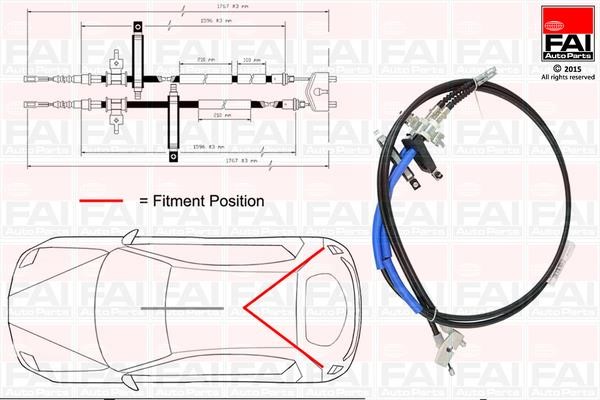 FAI FBC0052 Cable Pull, parking brake FBC0052