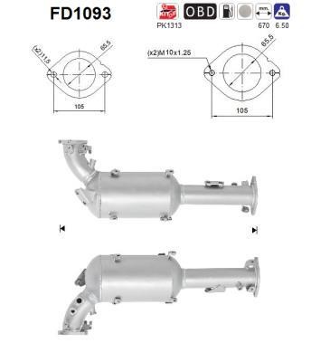 As FD1093 Soot/Particulate Filter, exhaust system FD1093