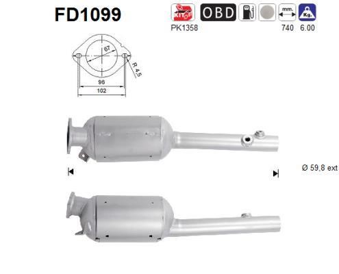 As FD1099 Soot/Particulate Filter, exhaust system FD1099