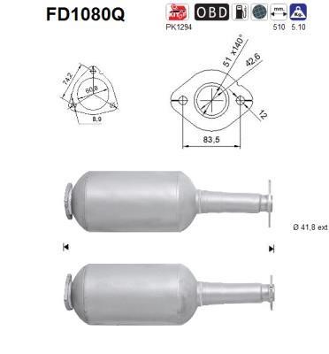 As FD1080Q Soot/Particulate Filter, exhaust system FD1080Q