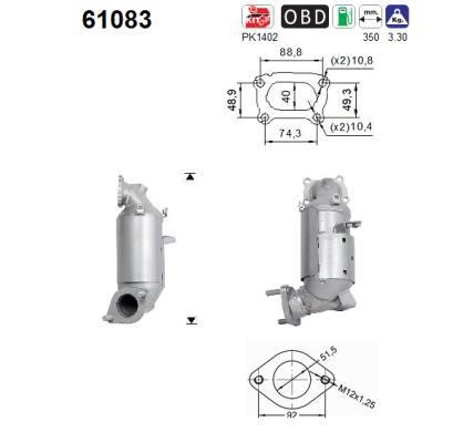 Catalyst exhaust KIA Ceed (Kia Ceed): 61083 As Catalytic Converter