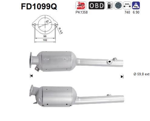 As FD1099Q Soot/Particulate Filter, exhaust system FD1099Q