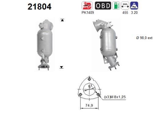 Catalytic exhaust system Opel: 21804 As Catalytic Converter