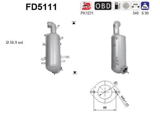 As FD5111 Soot/Particulate Filter, exhaust system FD5111
