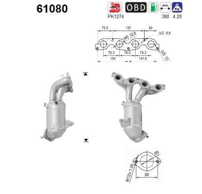 Catalytic exhaust system KIA Ceed (Kia Ceed): 61080 As Catalytic Converter