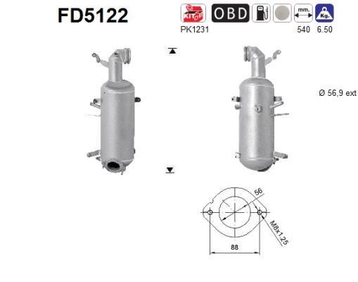 As FD5122 Soot/Particulate Filter, exhaust system FD5122