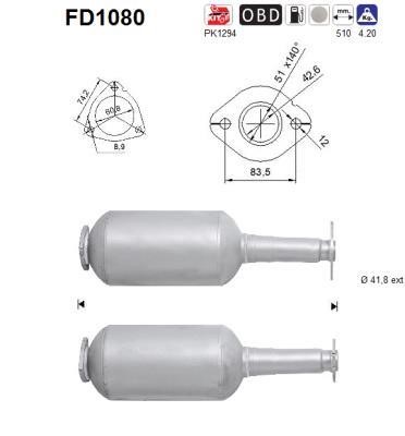 As FD1080 Soot/Particulate Filter, exhaust system FD1080