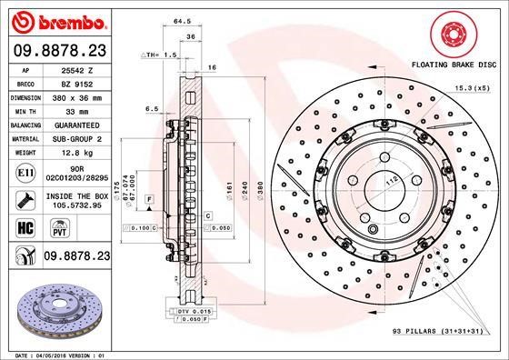 AP (Brembo) 25542Z Brake disc 25542Z