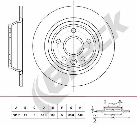 Breck BR059SA100 Brake disc BR059SA100